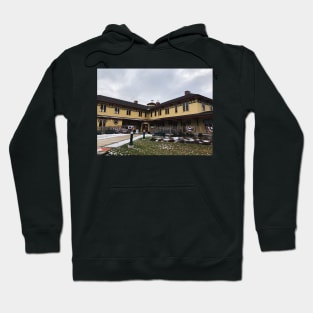 Old Railroad Station in Wintry New England Hoodie